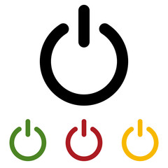 Fototapete - Flat simple illustration of buttons isolated on white background. Green, black, yellow and red icons on and off buttons in the cartoon style. on and off toggle switch. Vector image.