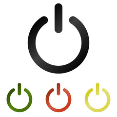Fototapete - Flat simple illustration of buttons isolated on white background. Green, black, yellow and red icons on and off buttons in the cartoon style. on and off toggle switch. Vector image.