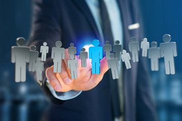 Poster - blue people in a middle of a crowd