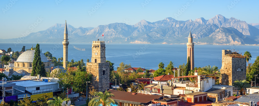 Panoramic view of Antalya Old Town, Turkey - obrazy, fototapety, plakaty 