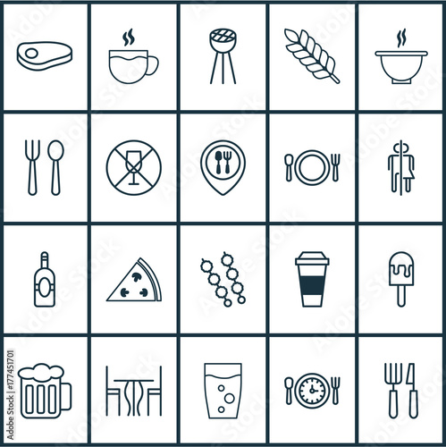 Restaurant Icons Set Collection Of Beverage Silverware