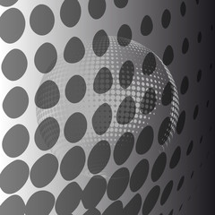 Fototapete - Abstract globe dotted sphere, 3d halftone effect vector background. Black and white vector illustration.