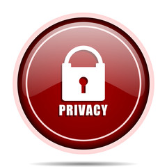 Poster - Privacy red glossy round web icon. Circle isolated internet button for webdesign and smartphone applications.