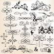 Collection of calligraphic vector decorative elements in vintage style