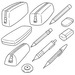 Sticker - vector set of pencil case