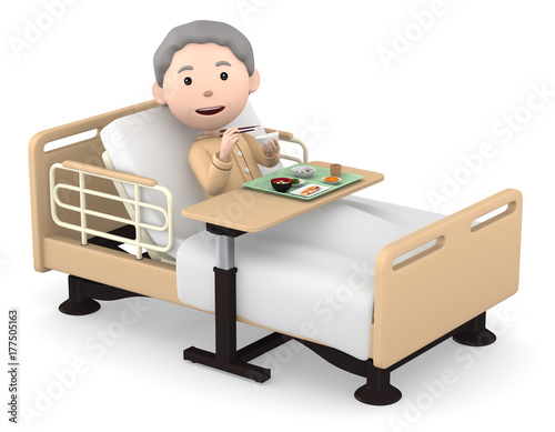 入院中 食事をするシニア女性 3dイラスト Stock イラスト Adobe Stock