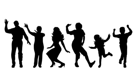 Wall Mural - Vector silhouette of family on white background.