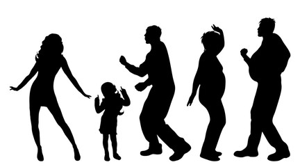 Sticker - Vector silhouette of family on white background.