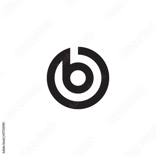Cuadros en Lienzo Initial letter ob, bo, b inside o, linked line circle shape logo, monogram black