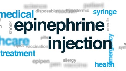 Poster - Epinephrine injection animated word cloud, text design animation.