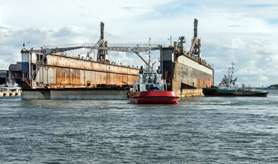 Wall Mural -  Floating dry dock in shipyard