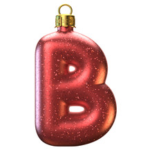 Christmas Tree Decoration Font, Letter B 3d Rendering