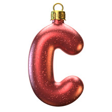 Christmas Tree Decoration Font, Letter C 3d Rendering