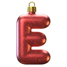 Christmas Tree Decoration Font, Letter E 3d Rendering