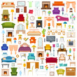 Vector set of furniture in flat style isolated on white background. A collection of furniture icons.