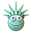Statue of liberty emoji, cartoon emoticon 3d rendering
