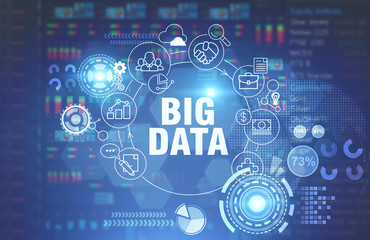 Poster - big data concept, glowing blue background