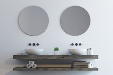 Double Sink With Round Mirrors