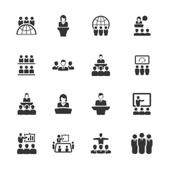 Wall Mural - Business Conference Icons – Blue Version