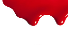 Beautiful Drip Paint Close Up. Drip Red Paint