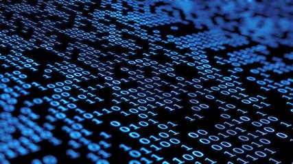 3d rendering. Binary computer code in dark colors with random highlights. Binary code background. Digital Abstract technology background.