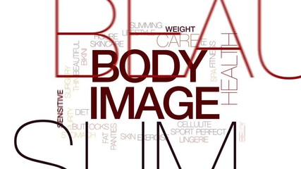 Poster - Body image animated word cloud, text design animation. Kinetic typography.