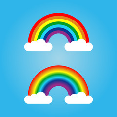 Poster - Rainbow and cloud. Set of vector illustration.