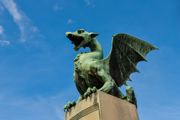 Historic Centre of Ljubliana Slovenia. Dragon statue