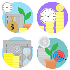 Wall Mural - Financial investments and savings icons set