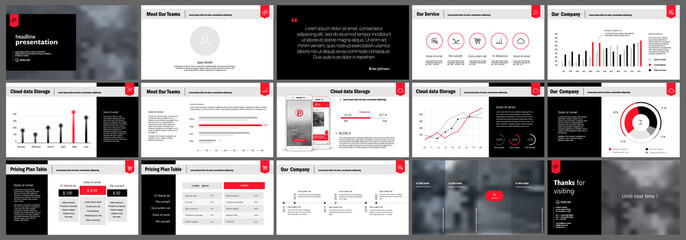 Canvas Print - Red and black presentation templates elements on a white background. Vector infographics. Use in Presentation, flyer and leaflet, corporate report, marketing, advertising, annual report, banner.