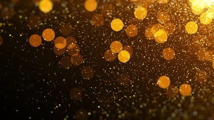 Poster - Gold magical blinking particles. Glitter glamour texture. Seamless loop abstract background.