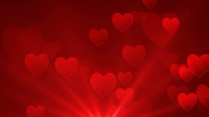 Poster - Romantic red hearts seamless loop abstract background. Computer generated.