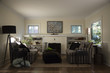 © Jacquie Klose - Bright, Sunlit, Cozy Staged Living Room Vintage Built-In Bookcase, Fireplace, Hardwood Floor, Front On View, Daytime