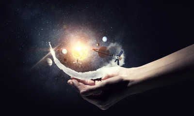 Wall Mural - solar system in hands