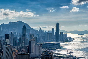 Fototapete - Hong Kong City skyline before sunset