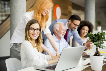 Businesspeople working in team