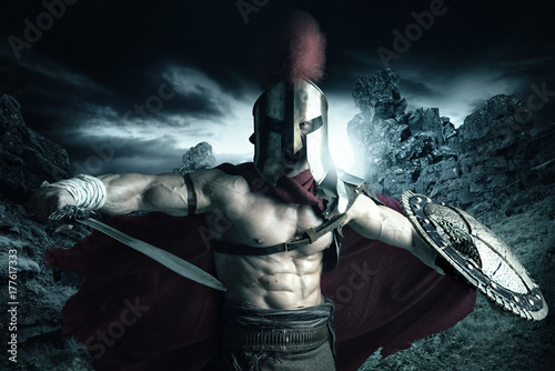 Plakat Starożytny żołnierz lub Gladiator