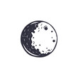Vintage hand drawn moon symbol. Silhouette monochrome moon icon. Stock vector illustration isolated on white background. Retro design