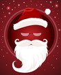 © panitialapon - Santa Claus character white beard and moustaches in traditional Christmas holiday on red background. Vector illustration