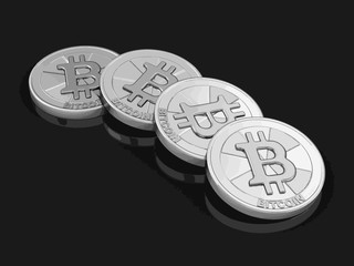 Poster - Silver bitcoin. Image with clipping path