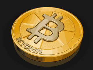 Poster - Golden bitcoin. Image with clipping path