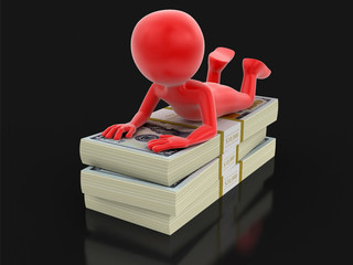 Poster - Pile of Dollars and man. Image with clipping path