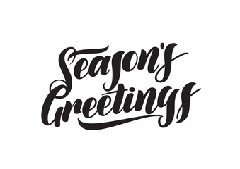 Wall Mural - vector illustration. handwritten elegant modern brush lettering of seasons greetings isolated on whi