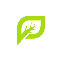 letter P green leaf logo 