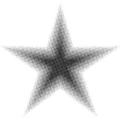 Poster - star halftone effect,  vector pentagonal star for pop art comic design halftone