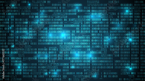Fotografía Abstract futuristic cyberspace with binary code, matrix background with digits,