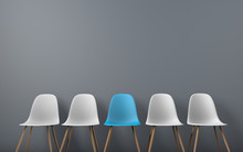 Row Of Chairs With One Odd One Out. Job Opportunity. Business Leadership. Recruitment Concept. 3D Rendering