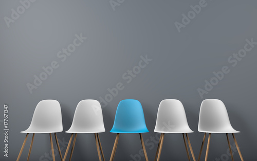 Fotografía Row of chairs with one odd one out