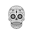 Graphic illustration of a stencil decorative sugar skull. Day of the dead skull. Stencil pattern.