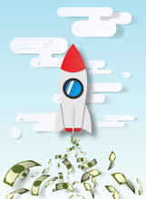 Rocket Paper Art  Style With Money